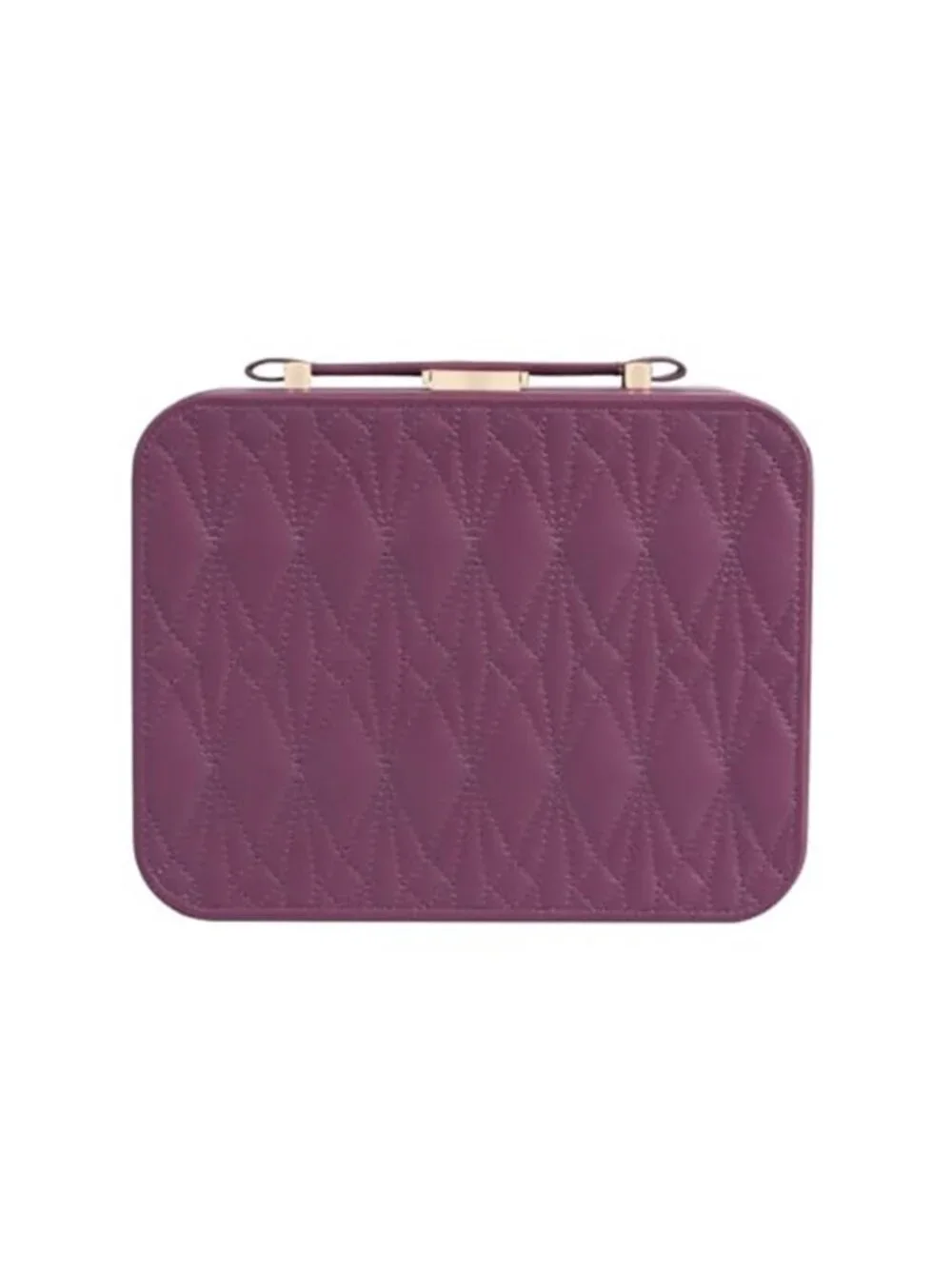 Womens Travel Jewelry Box Large 2 Layer Organizer Case Wine Red Lock Portable